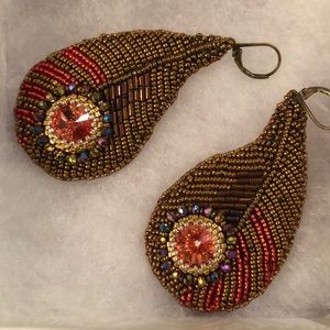 Earrings, one of a kind, beaded, handcrafted.